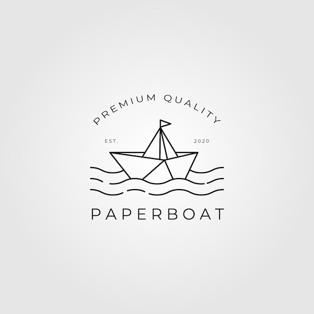 Бумажный кораблик логотип линии искусства иллюстрации