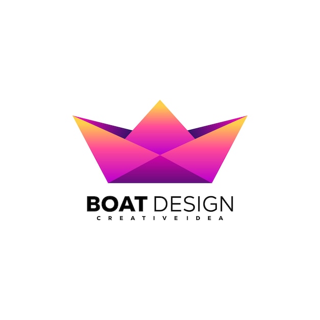 Paper boat logo template gradient color illustration