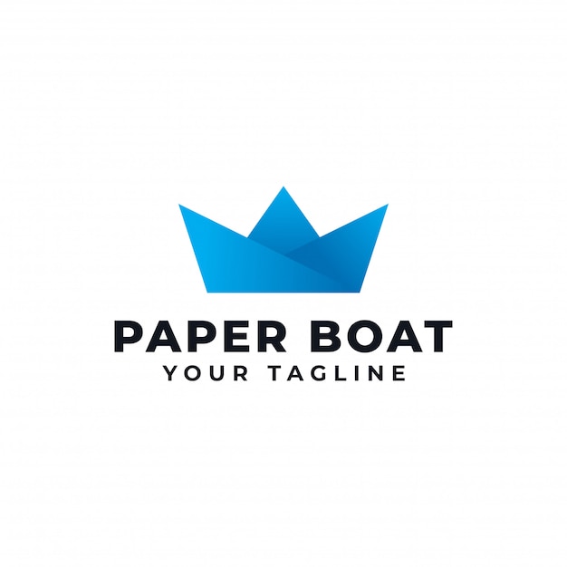 Paper boat, ship origami logo design