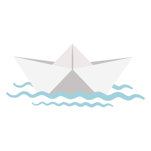 Paper boat in water icon