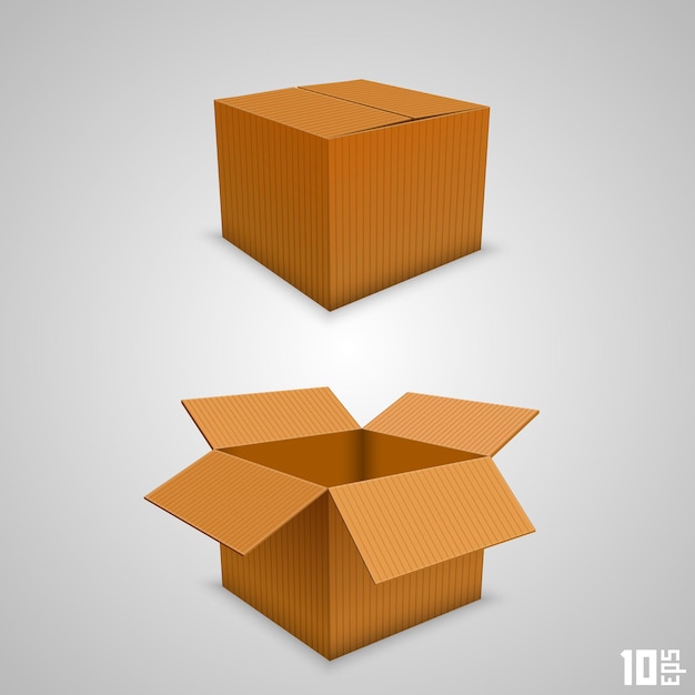 Paper box open and closed. Vector illustration