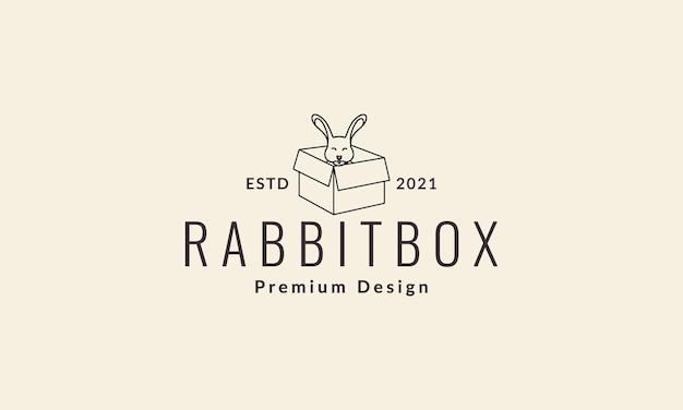 Paper box with rabbit lines logo vector symbol icon design illustration