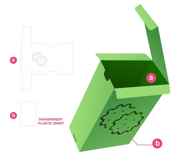 Бумажная коробка с трафаретным шаблоном для высечки окна печенья