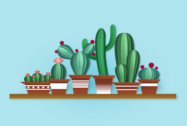 Vector paper cactus