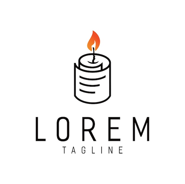 Paper candle logo design icon