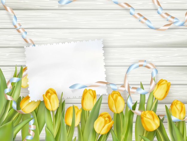 Vector paper card with tulips.