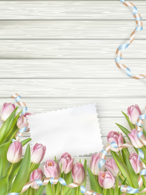 Vector paper card with tulips.