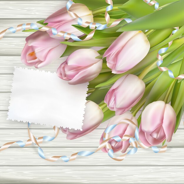 Paper card with tulips.