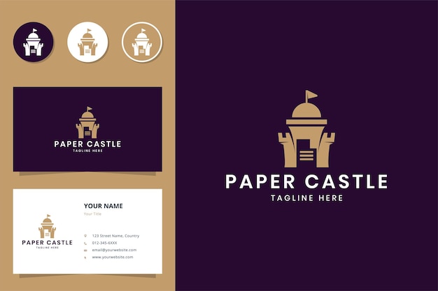 紙の城のネガティブスペースのロゴデザイン