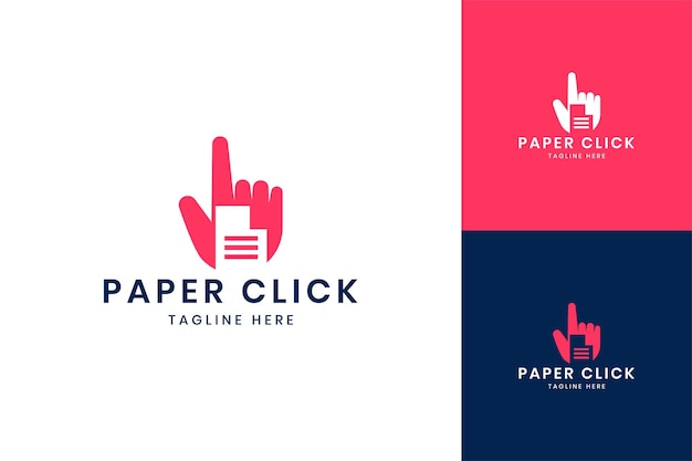 Paper click negative space logo design