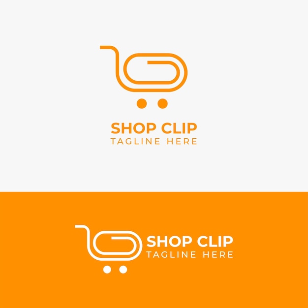 Vector paper clip cart shop logo