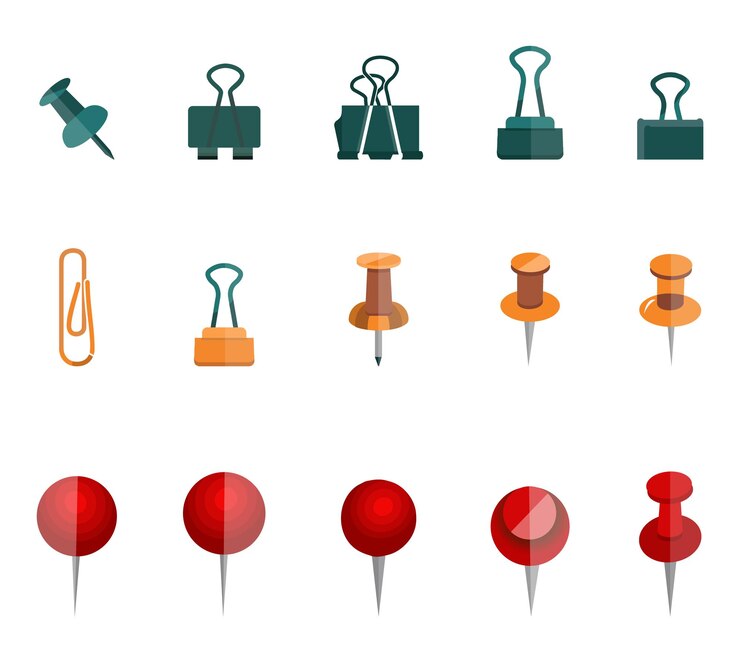 Vector paper clip vector illustration clip art set paper clip isolated white background office document