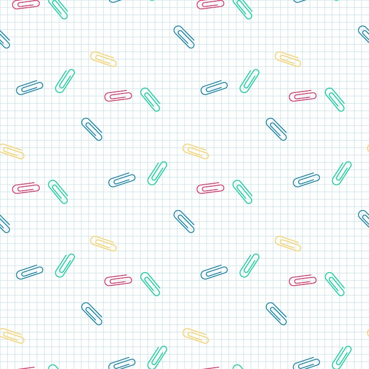 Vector paper clips chaotic on notepad sheet