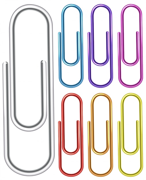 Vector paper clips in seven different colors