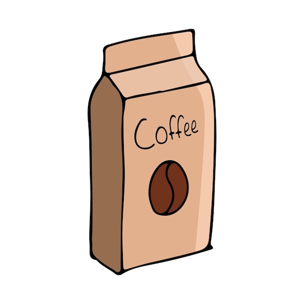 Бумажный пакетик для кофе красочные каракули иллюстрации в векторе бумажный пакетик для кофе красочная икона в векторе