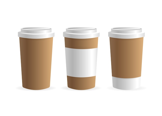 Paper coffee cup in   on white background. blank . , template. coffee drink.