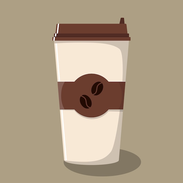 뚜껑이 있는 종이 커피 컵과 커피 원두가 있는 엠블럼 테이크아웃 커피 테이크아웃 커피