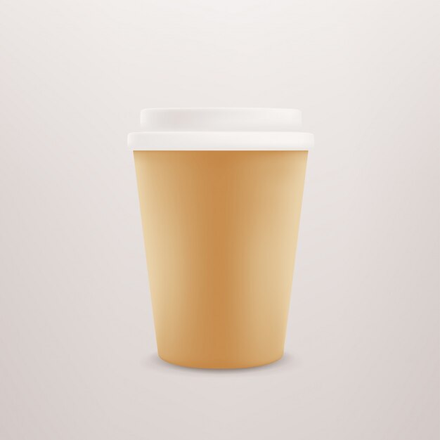 Paper coffee cup with plastic cap.