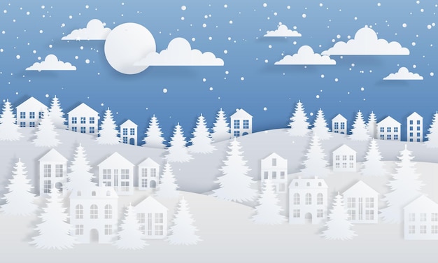 Paper craft winter background