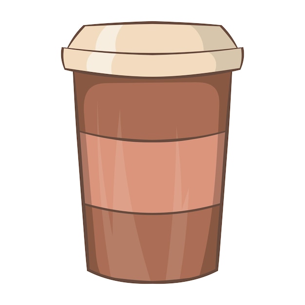 Paper cup of coffee icon in cartoon style on a white background