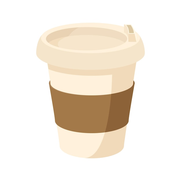 paper cup of coffee icon in cartoon style on a white background