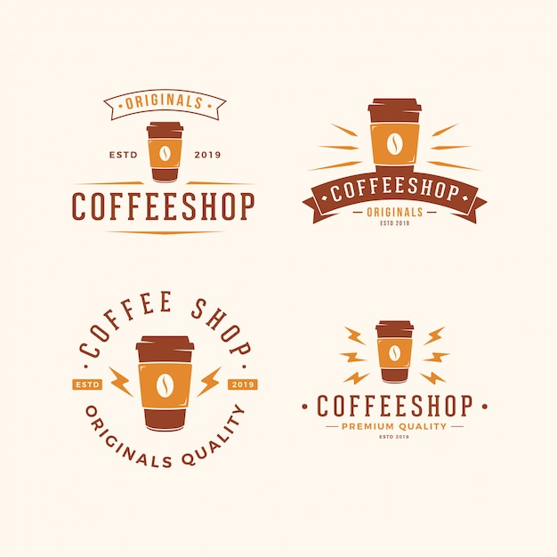 Vettore confezione di logo paper cup coffee