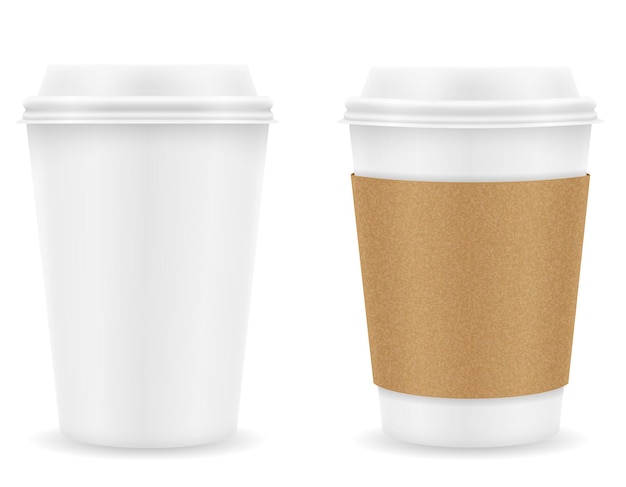 Vector paper cup for coffee on white