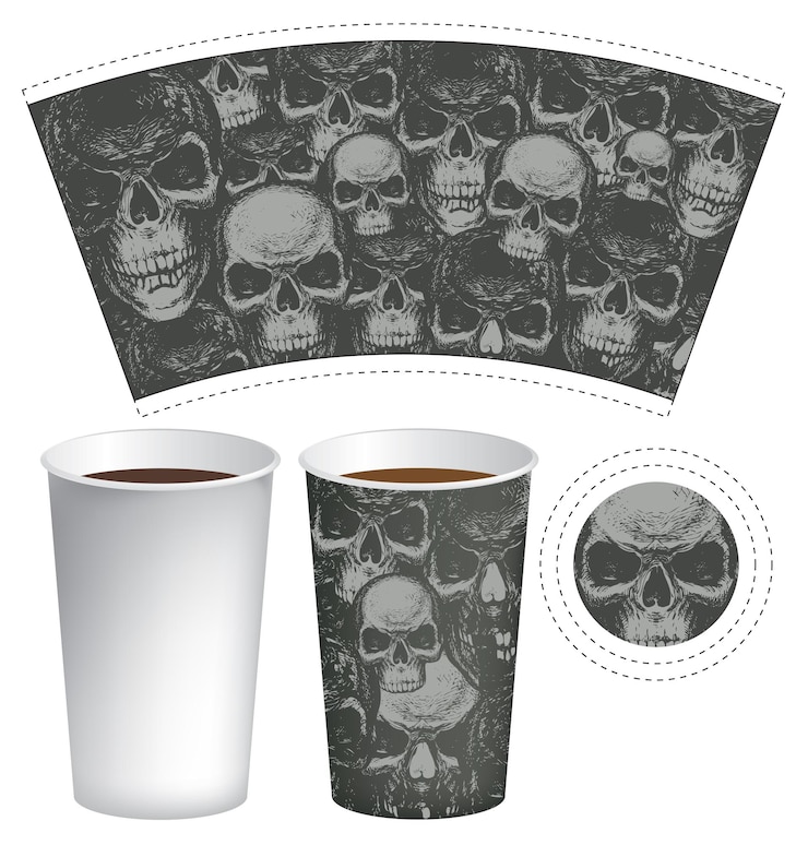 Vector paper cup template for hot drinks