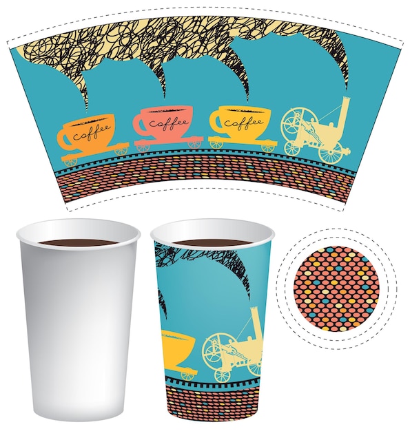 Vector paper cup template for hot drinks