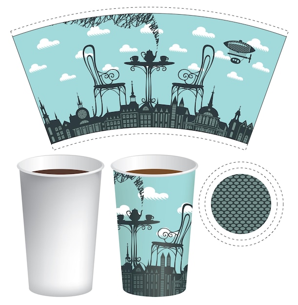 Vector paper cup template for hot drinks