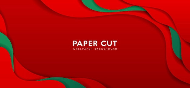 Paper cut abstract red and green design background Eps 10 vector illustration