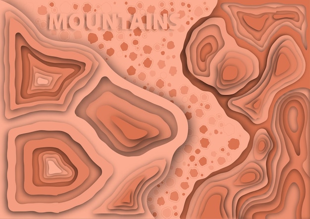 Carta tagliata onde astratte delle montagne linea mappa della topografia mappa infografica illustrazione vettoriale