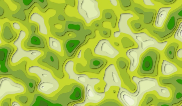 ペーパーカットアブストラクトバックカモフラージュフィールドグラウンド。段ボールの波状の緑色の層。カービングアート。