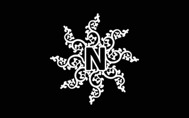 花と紙カットアルファベット文字N