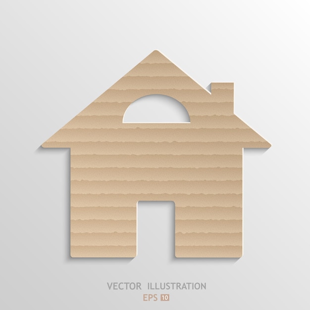 Paper cut cardboard house isolated on white background