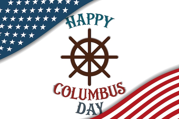 Paper cut columbus day greeting card