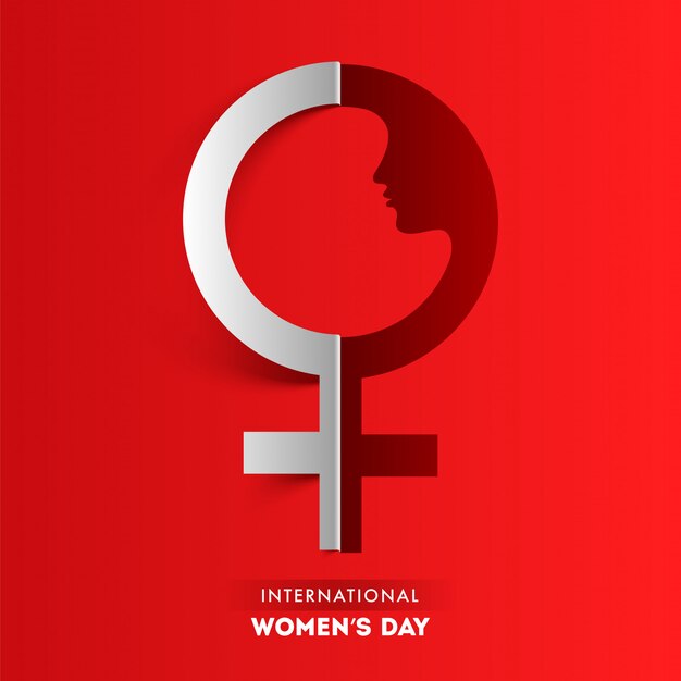 Vector paper cut female hydrosexual sign on red background for international women's day.