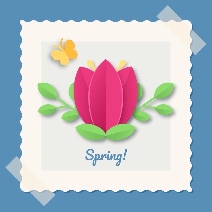 Vector paper cut flowers and butterflies. greeting paper card.