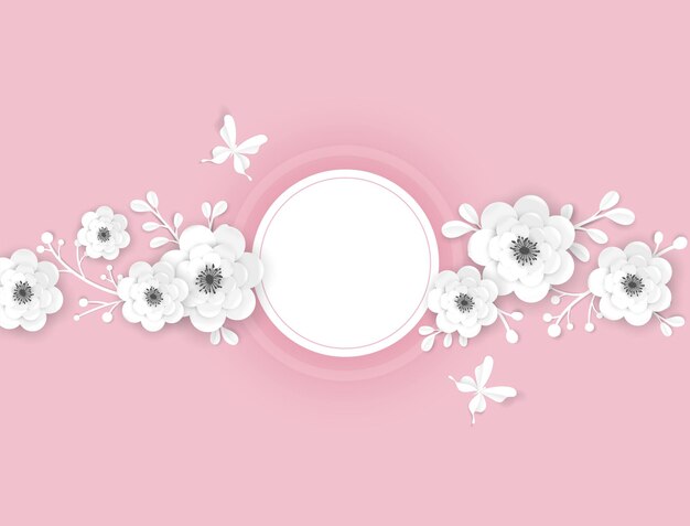 Pink Floral Paper Vector Background Stock Illustration - Download