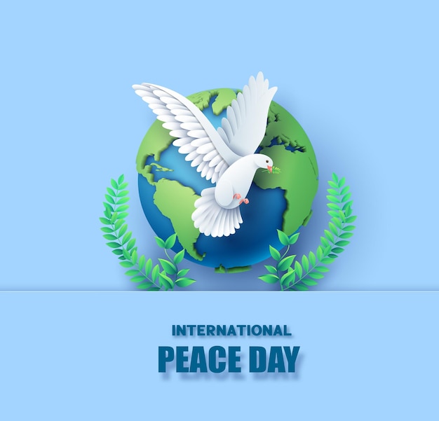 Vettore ritaglio di carta della giornata internazionale della pace.