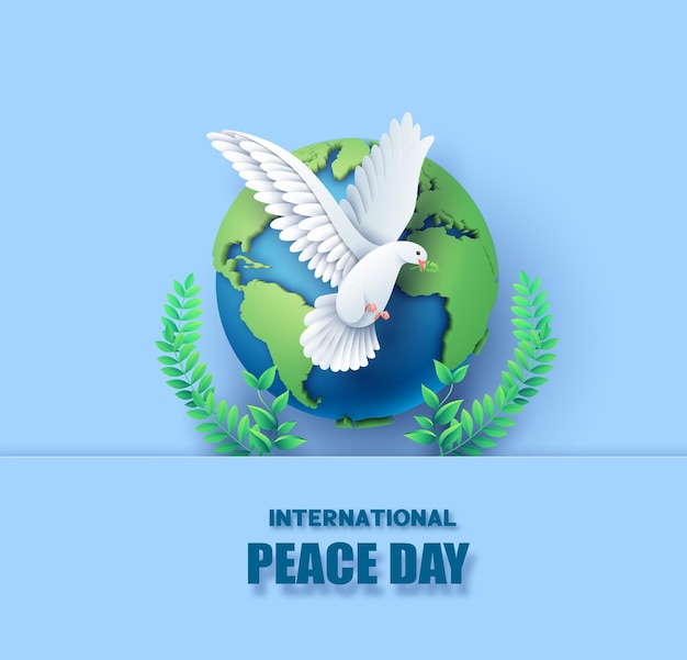 Paper cut of international peace day.