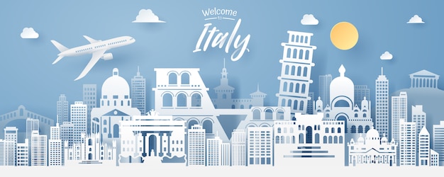 Vector paper cut of italy landmark