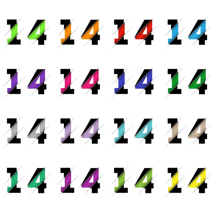 Vector paper cut number fourteen 14 realistic 3d multi layers papercut effect isolated