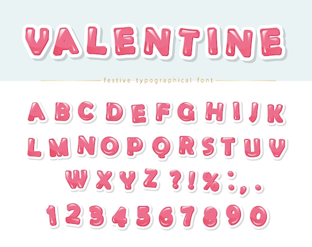 Paper cut out pink glossy font.