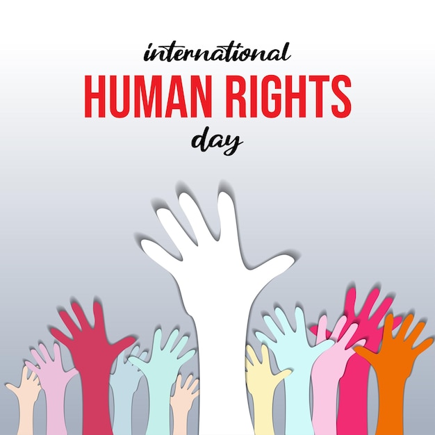 Vector paper cut postcard human rights day