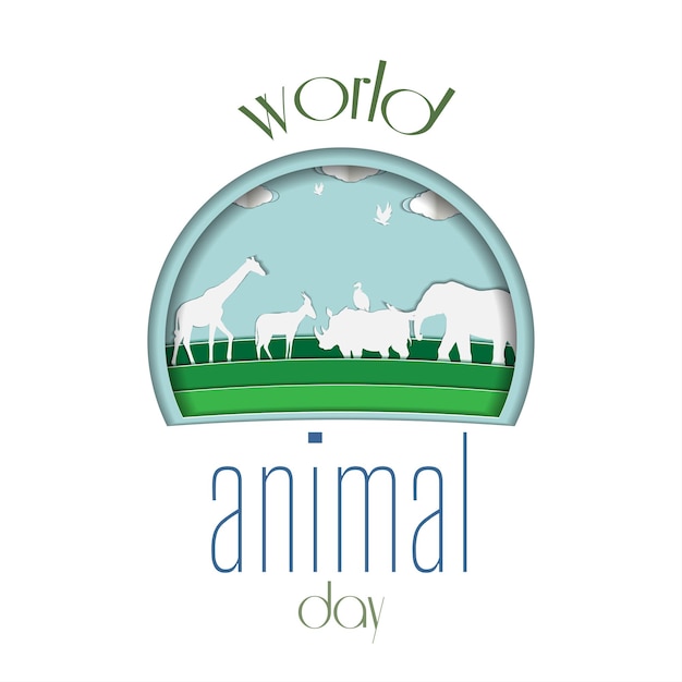 Giornata mondiale degli animali da cartolina tagliata su carta