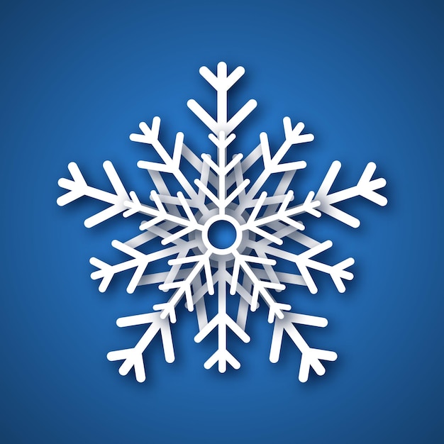 Paper cut snowflake. white snowflake on blue background. christmas and new year decoration elements. vector illustration