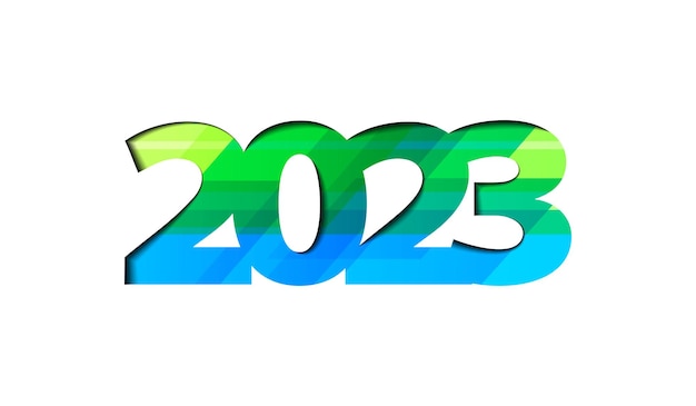 흰색 배경에 텍스처가 있는 종이 컷 스타일 2023 텍스트