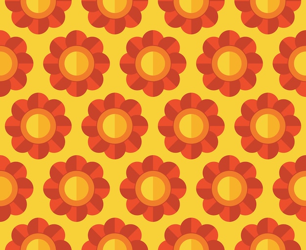 Paper cut style abstract retro groovy bold flower seamless pattern