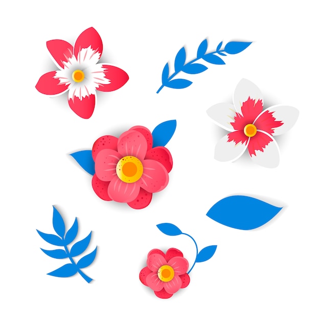 Paper cut style of  bright flowers.